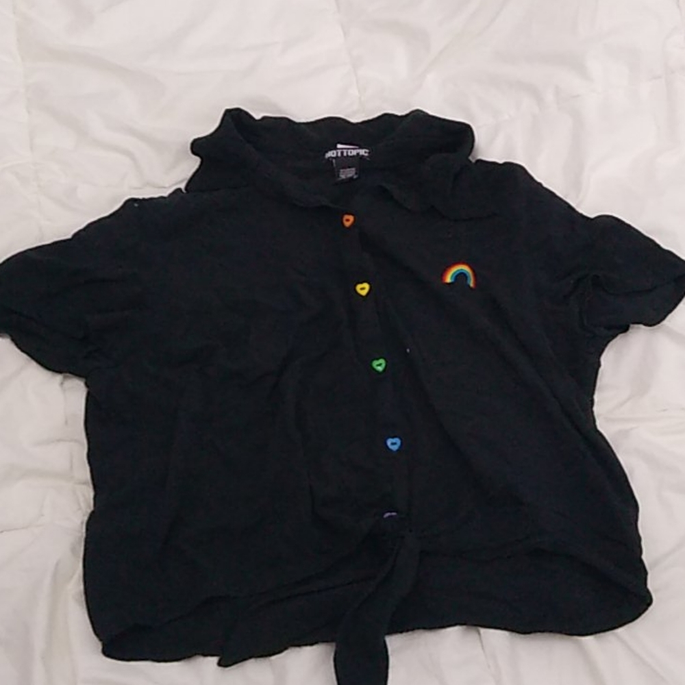 Hot topic, LGBTQ+ button up shirt sleeve top